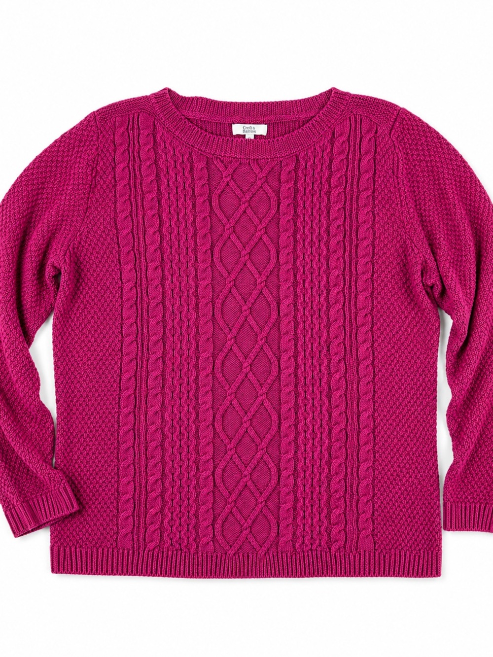 croft & barrow Fuchsia Cable Knit Crewneck Sweater